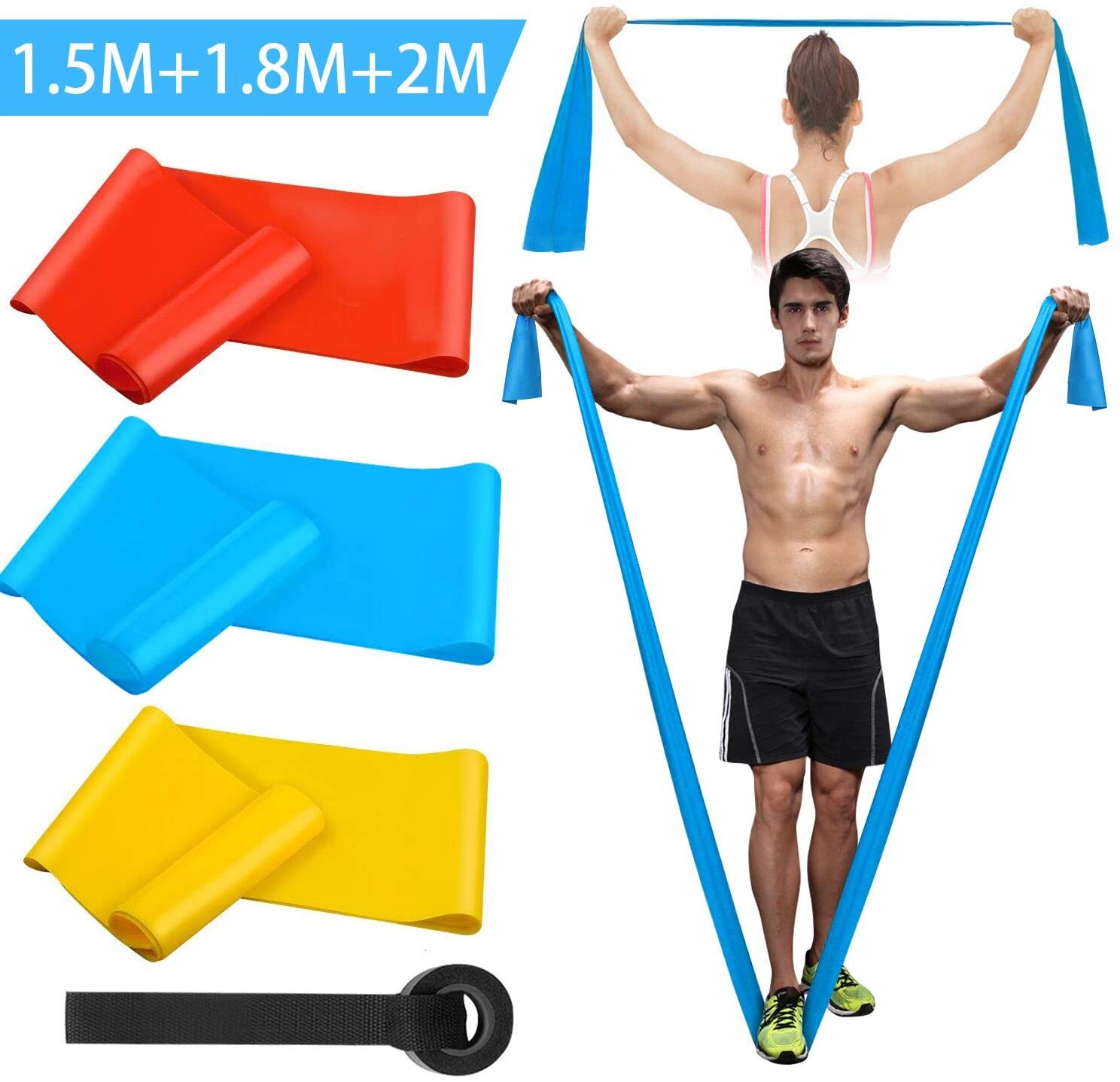 Pilates Yoga Stretching - Elastic Fitness Bands 3Pcs Resistance Bands