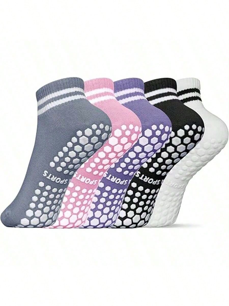 Pilates With Yoga - 5 Pairs Women Double Stripe Non