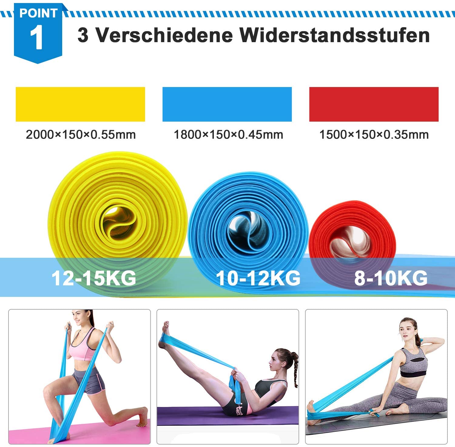 Elastic Fitness Bands 3Pcs Res - Pilates Yoga Stretching ulasan dan harga