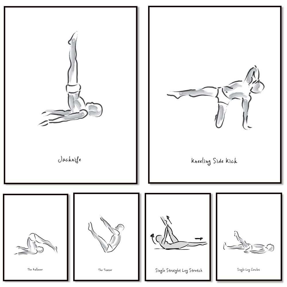 Pilates exercise black and whi - Pilates Yoga Combined ulasan dan harga